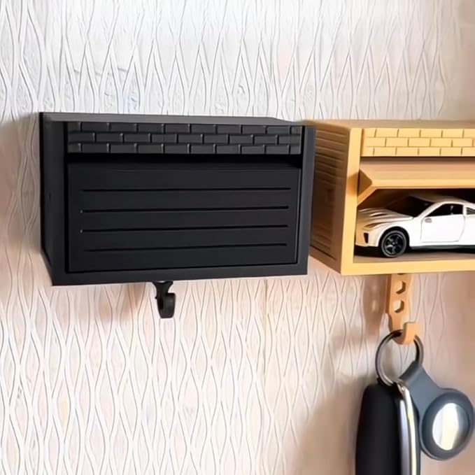 Wall-Mounted Car Display Key Holder, Decorative Garage Model Design, Multiple Colors（No Car） (Stripe-Gray（No Car）)