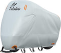 Motorcycle Cover Waterproof Outdoor, 300D Heavy Duty, UV & Rain Resistant, 3 Wind-Resistant Buckles, Dual Lock Holes, Includes Storage Bag, Fits Most Motorcycles/Scooters up to 86.6",Silver