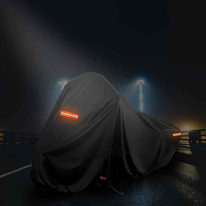 420D Motorcycle Cover for Harley Davidson Touring Models Road King, Road Glide, Street Glide, Electra Glide, Heritage Classic, Low Rider Outdoor Bike Cover Waterproof Fits up to 118” Motorcycle