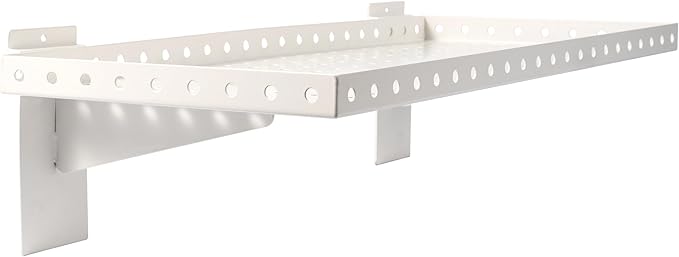 Slatwall Shelves 24x10 Inch, Slatwall Accessories for Retail, Garage, Home Storage, Heavy Duty Slat Wall Hanging Shelf (2, White)