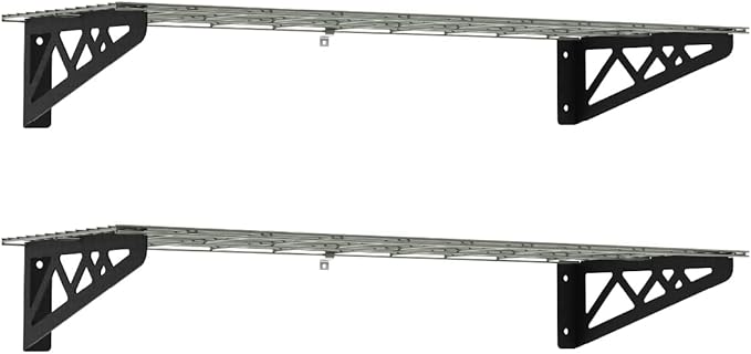 SafeRacks Wall Shelves - 2 Pk 12"x36" Wall Mountable Shelving Unit for Storage Rack, Pantry Shelves, or Utility Shelving, Heavy Duty Shelves w/ 4 Versatile Accessory Hooks, 300lbs Capacity, Hammertone