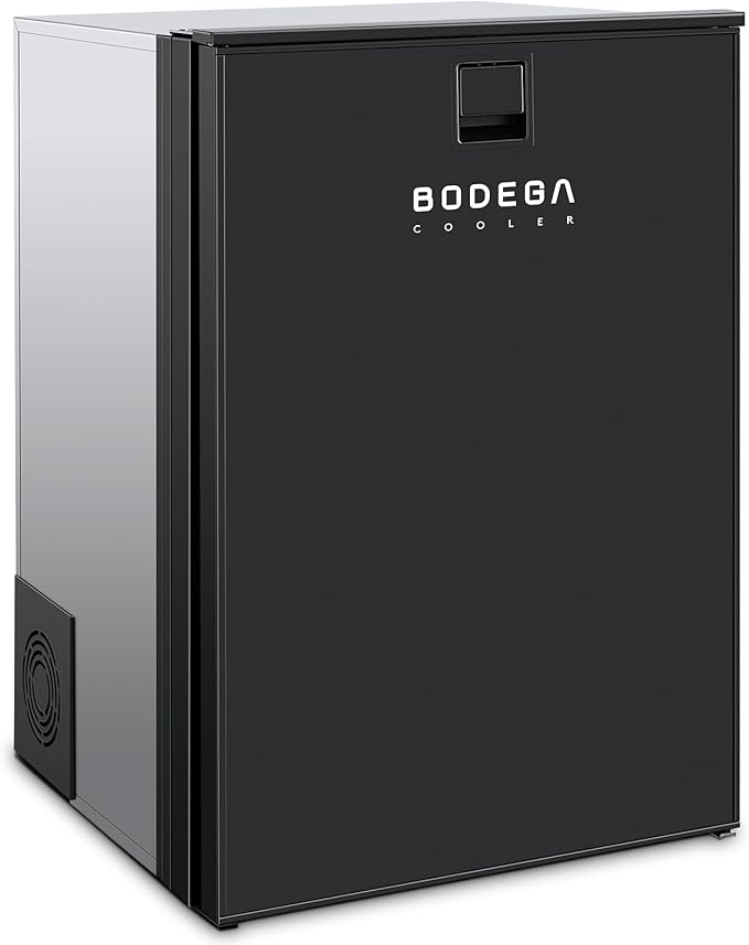 BODEGACOOLER 12 Volt Refrigerator, 116.2Quart RV Refrigerator with Freezer, Dual Modes RV Fridge with LED, (5℉-50℉) Travel Compressor Refrigerator 12/24V DC for Boat, Caravan, Truck, Camping (Black)