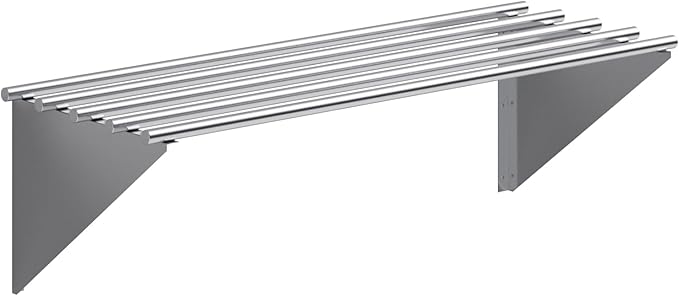 AmGood 18 in. x 48 in. NSF Stainless Steel Tubular Wall Shelf | Heavy-Duty Metal Shelving for Appliances & Equipment | Ideal for Kitchen, Restaurant, Garage, Laundry, Utility Room