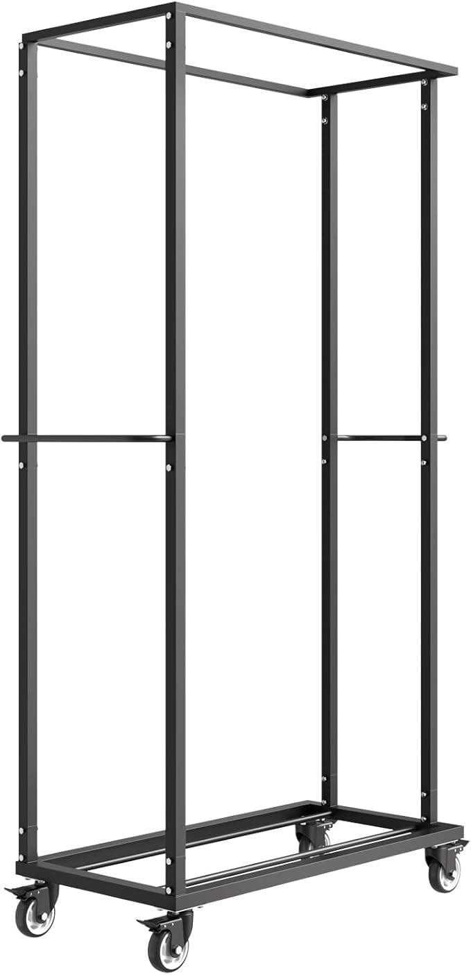 VEVOR Folding Chair Rack, 500 LBS Capacity, Heavy-Duty Chair Cart for 60 Chairs, Metal Chair Storage Dolly Chair Holder with Swivel Casters and Locking Wheels, for Party Event,Hotel,Matte Black