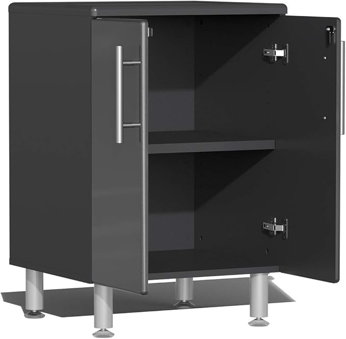 Ulti-MATE UG22082G 8-Piece Garage Cabinet Kit with Bamboo Worktop in Graphite Grey Metallic