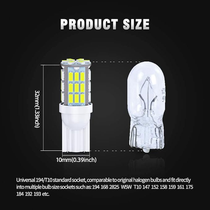 T10 921 194 168 LED Bulbs Cool White 20-Packs, Super Bright 3014 42-SMD LED Replacement 12 Volt RV Camper Trailer Boat Trunk Interior Dome Map License Lights, Backup Reverse Lights