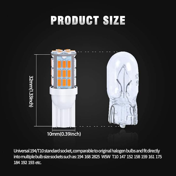 T10 921 194 168 LED Bulbs Warm White 20-Packs, Super Bright 3014 42-SMD LED Replacement 12 Volt RV Camper Trailer Boat Trunk Interior Dome Map License Lights, Backup Reverse Lights