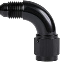 90 Degree 4AN Male to 4AN Female Swivel Full Flow Fitting Adapter Coupler Aluminum Black