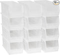 Akro-Mils 30234 AkroBins Plastic Storage Bins, Space-Saving Stackable Bins for Garage, Pantry, Craft Organization, 15-" x 5-" x 5-", Clear, 12-Pack