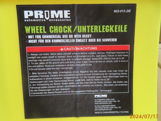 PR1ME Wheel Chocks with Non-Slip Base for RV & Trailer. 2 Pack Heavy Duty Wheel Chock with Bright Yellow. Lightweight Wheel Stoppers for Cars Camper Trucks RVs, Fit for Most Tyre Sizes