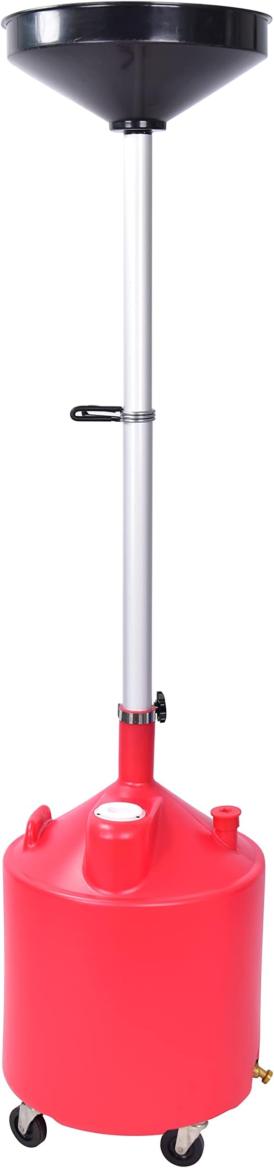 PONO Portable Waste Oil Drain Tank 18 Gallon with Steel Waste Oil Container, Adjustable Funnel Height, Oil Changing, Oil Dolly for Car Fluid Fuel Transfer Drainage
