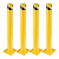 4-Pack Heavy Duty Safety Bollards, 42" Height, 4.5" Diameter Steel Pipe Bollard Post with 16 Anchor Bolts, High-Visibility Yellow Parking Bollard for Traffic Control, Warehouses, & Pedestrian Safety