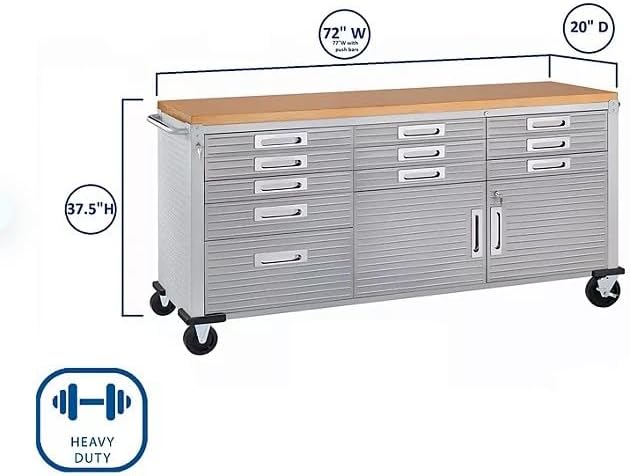 Heavy Duty 8-Piece Steel Garage Cabinet Storage Set With Rolling Workbench, 14 Feet Wide