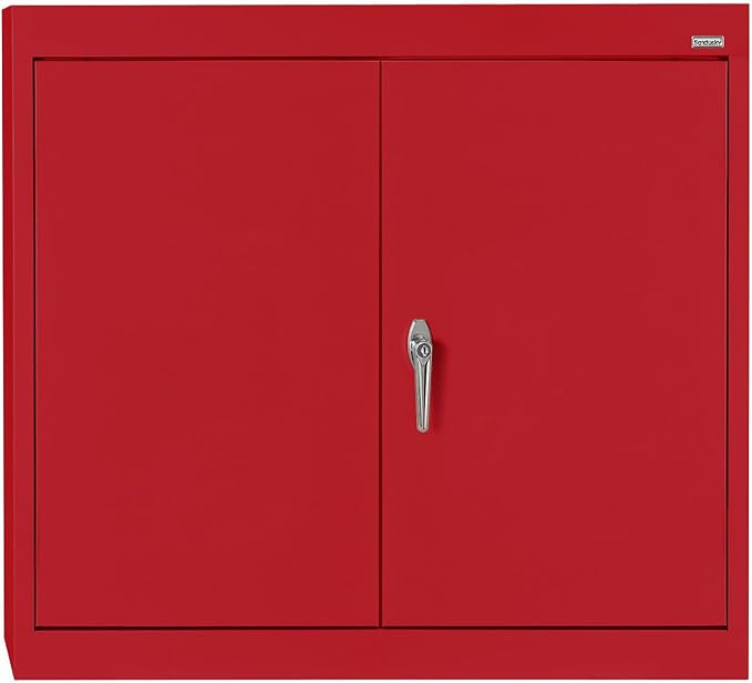 Sandusky Lee WA11301226-01 Wall-Mount Metal Storage Cabinet with Adjustable Shelf, Locking Handle, 200lb Capacity, 12" Depth x 30" Width x 26" Height, Red