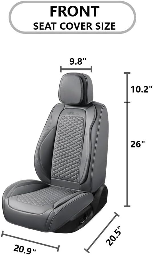2 Packs Car Seat Covers Leather Car Seat Covers Universal Seat Covers for Car, SUV,Truck (Gray)