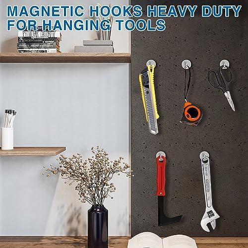 LOVIMAG Magnetic Hooks for Cruise Cabins, 40lbs Magnetic Hooks for Classroom, Strong Magnets with Hook for Hanging, Neodymium Magnet Hook for Fridge, Ceiling, Locker, Camper, Travel-25 Pcs
