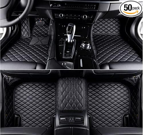 TAHALICustom Colors Car Floor Mats Black Pink for 99.9% Sedan SUV Sports， All-Weather Liners Car Floor mat，Luxury Leather Automotive Floor Mats (Black car mats,3D Floor Mats)