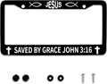 John 3:16 Jesus License Plate Frames Round Hole Personalise License Plate Frame Car Universal Accessories Stainless Steel Cars Decor 2 Holes and Screws Fits Standard US Vehicles Size 12.2 x 6 Inches
