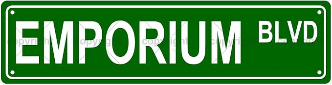 EMPORIUM BLVD Space Metal Tin Street Sign Bar Cafe Garage Cave Home Room Wall Bathroom Farmhouse Garden Porch Patio Decor, 16 x 4 Inch