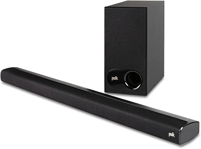 Polk Audio Signa S2 Sound Bar & Wireless Subwoofer – Exclusive VoiceAdjust Technology, Ultra-Slim Design, Works with 4K & HD TVs, HDMI & Optical, Bluetooth, Wireless Streaming