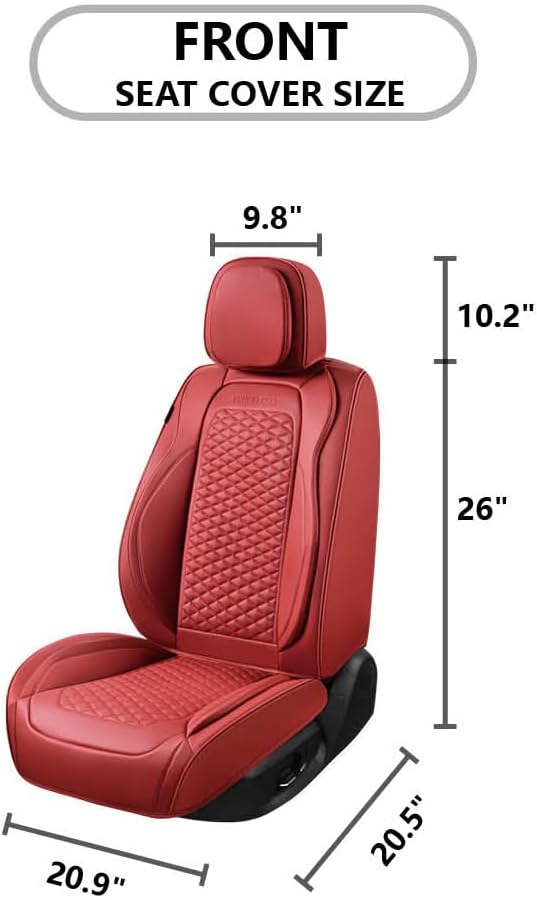 2 Packs Car Seat Covers Leather Car Seat Covers Universal Seat Covers for Car, SUV,Truck (Burgundy)