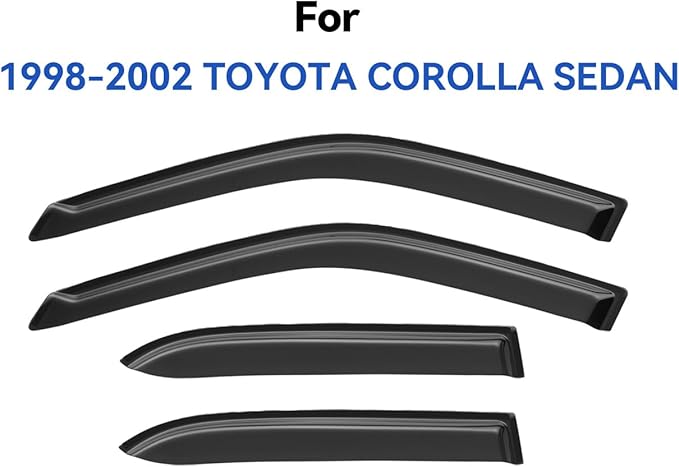 Window Visors Rain Guards Shield for 1998-2002 Toyota Corolla Sedan, Out-Channel Window Vent Wind Deflectors Visors Shades for 98-02 Corolla