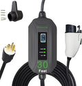 PRIMECOM Level 2 EV Charger 220/240V, 16A, 30ft & 50ft, Portable EVSE Electric Vehicle Charging Cable Compatible with Bolt Volt Leaf BMW i3 Fiat 500e Clarity NIRO Prius (30 Feet, 6-20P)