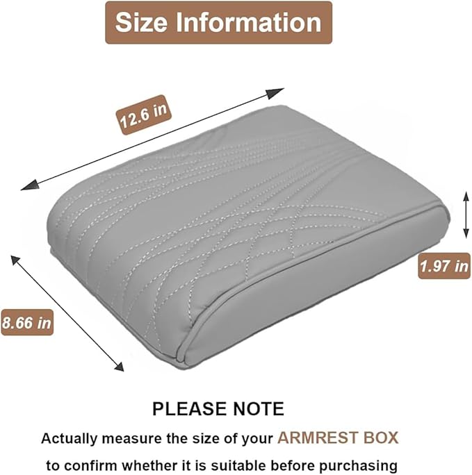 Car Center Console Cover, Memory Foam Car Armrest Cushion, Beige Auto Arm Rest Pad, Leather Arm Rest Covering Car, Hand Rest Pillow for SUV/Truck/Vehicle (No.2 Gray)