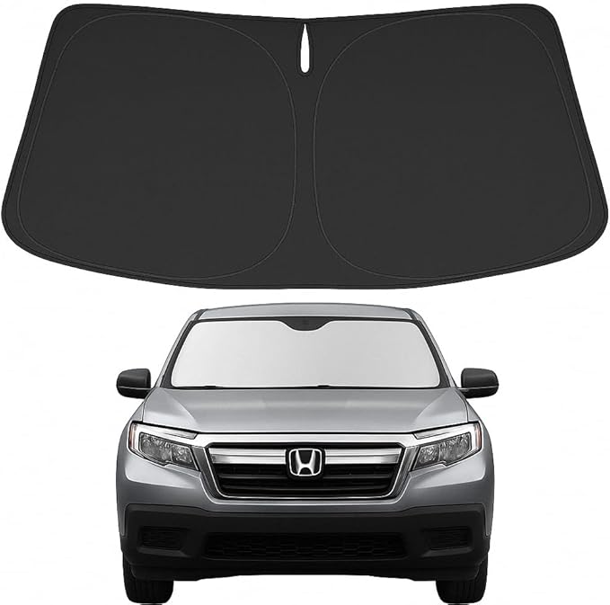 Proadsy 2025 Upgrade Windshield Sun Shade Custom Fit Honda Ridgeline 2017-2024 2025 4-Layer Foldable Front Sunshade Protector Sun Visor Blocks UV Rays Keep Car Cooler