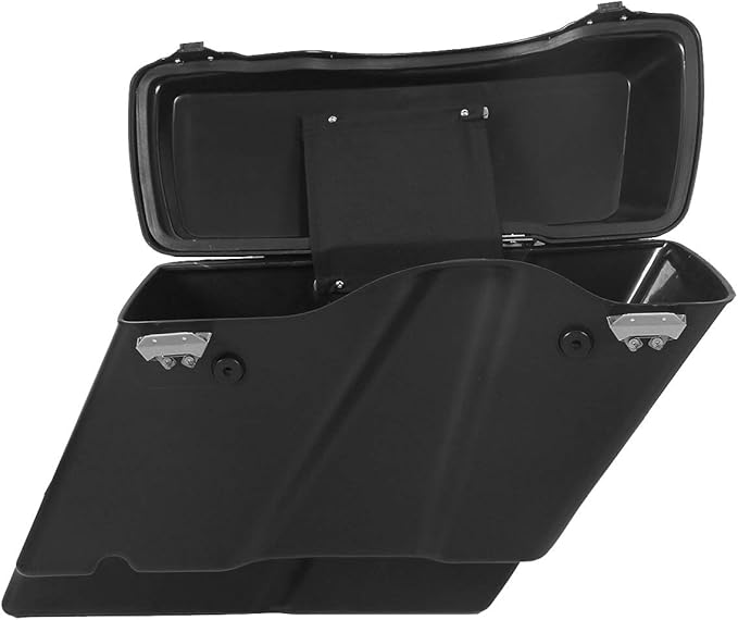XFMT Motorcycle Stretched Saddlebags 5" Extended Hard Saddle Bags For Harley Touring Road King Street Glide Road Glide Electra Glide Ultra Classic 1993-2013, Matte Black