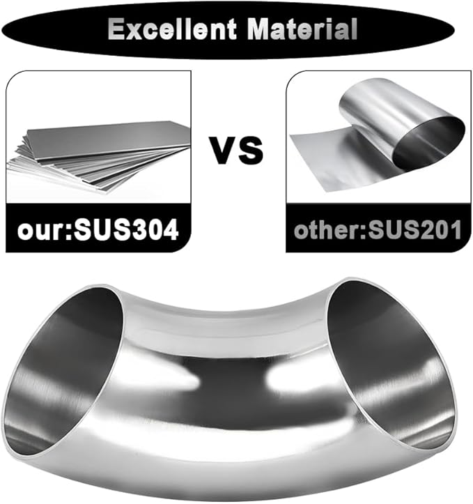 OD 1.25 Inch 90 Degree Stainless Steel Bend Tube Exhaust Elbow Pipe for Car Modified Exhaust System 1.25" Piping Silver Tone，Stair Handrail (1PCS)