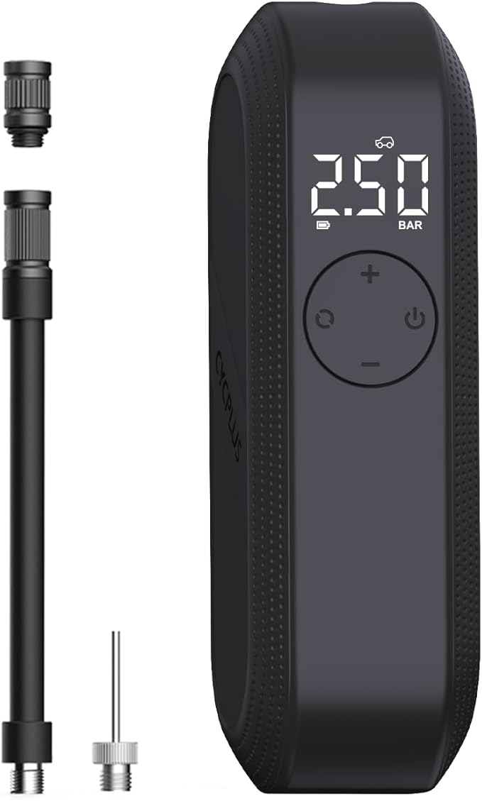 CYCPLUS Electric Air Compressor Bicycle Pump Car Tire Inflator, 150 PSI Portable Air Compressor, Rechargeable Tire Pump LED Display, Auto Shut-Off Air Pump for Bike Tires, Car, Motorcycle, Ball
