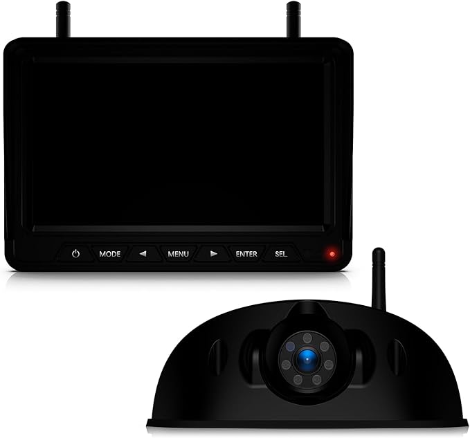 Fookoo HD 1080P 7" Wireless RV Backup Camera System for Furrion Pre-Wired RV Truck Camper, 7" IPS DVR Monitor & Rear View Camera, IR Night Vision IP69 Waterproof DIY Parking Lines - DW7Y5