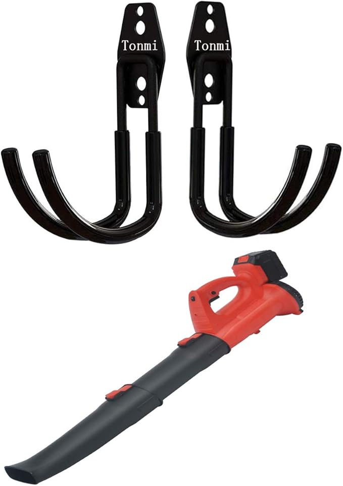 2Pcs Leaf Blower Hanger for Garage, Chainsaw Holder Wall Mount, Power Hedge Trimmers Rack, Heavy Duty Chainsaws Hooks, String Trimmer Hangers, for Home/Garden Tools Organizers and Storage (Set of 2)