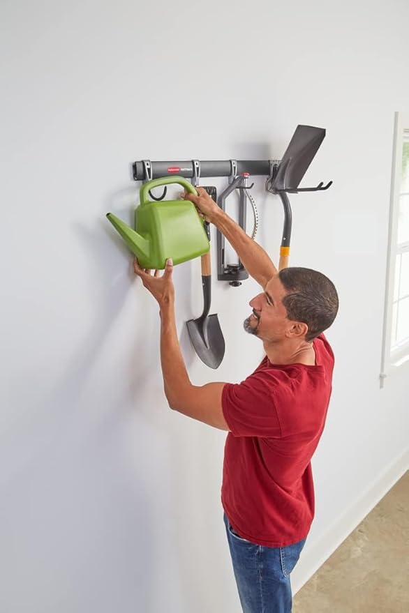 Rubbermaid FastTrack Garage Storage Utility Hooks 5 Piece Black All in One Rail Hook Kit and Tool Organizer Heavy Duty for Home/Garage/Shed/Garden