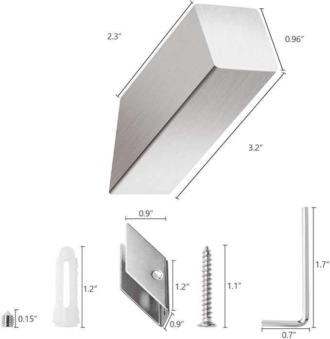 NINETREX Towel Hooks Brushed Nickel Stainless Steel Heavy Duty Modern Wall Hooks Silver Robe Hook for Bathroom Livingroom Hotel Style Wall Mounted 6 Pack