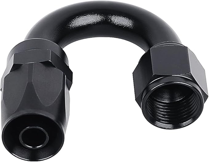 LokoCar 10AN Hose End Fitting 180 Degree Swivel For CPE Braided Hose Black 2Pcs