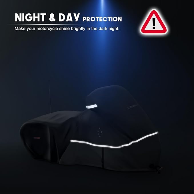 Motorcycle Cover LI LIBZAKI 600D Heavy Duty Storage for Touring Models Harley Davidson Road King,Road Glide,Street Glide, Electra Glide,Heritage Classic,Low Rider-ST,and Most Motorcycles/Gray