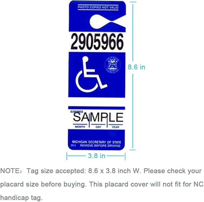Handicap Placard Holder for Auto, Small Size Ultra Transparent Handicapped Placard Holder, Handicap Parking Sign Holder with Large Hanger by Tbuymax (Set of 2)