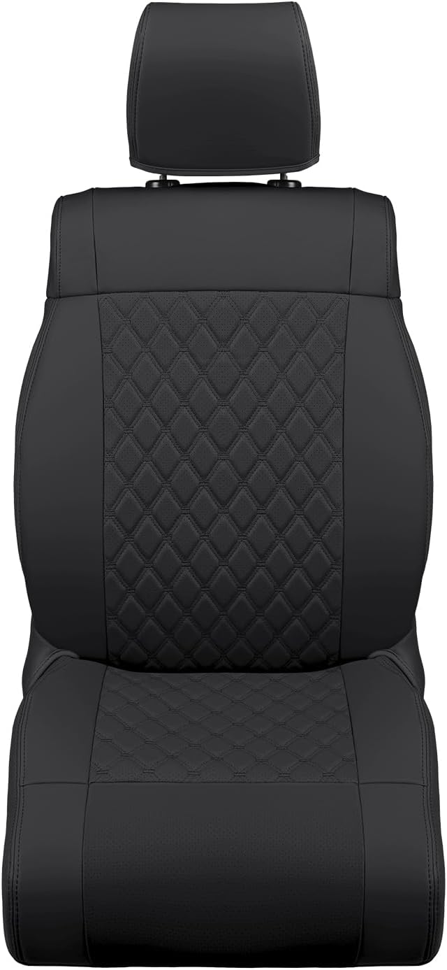 GIANT PANDA Customized Full Set Car Seat Covers for Jeep Wrangler 4 Door JK Unlimited Sahara Sport Rubicon X 2008 2009 2010, Faux Leather - (Black)
