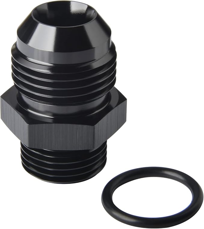 12AN Male Flare to 8AN 8 ORB O-ring Boss Fuel Rail Adapter Fitting Aluminum Black