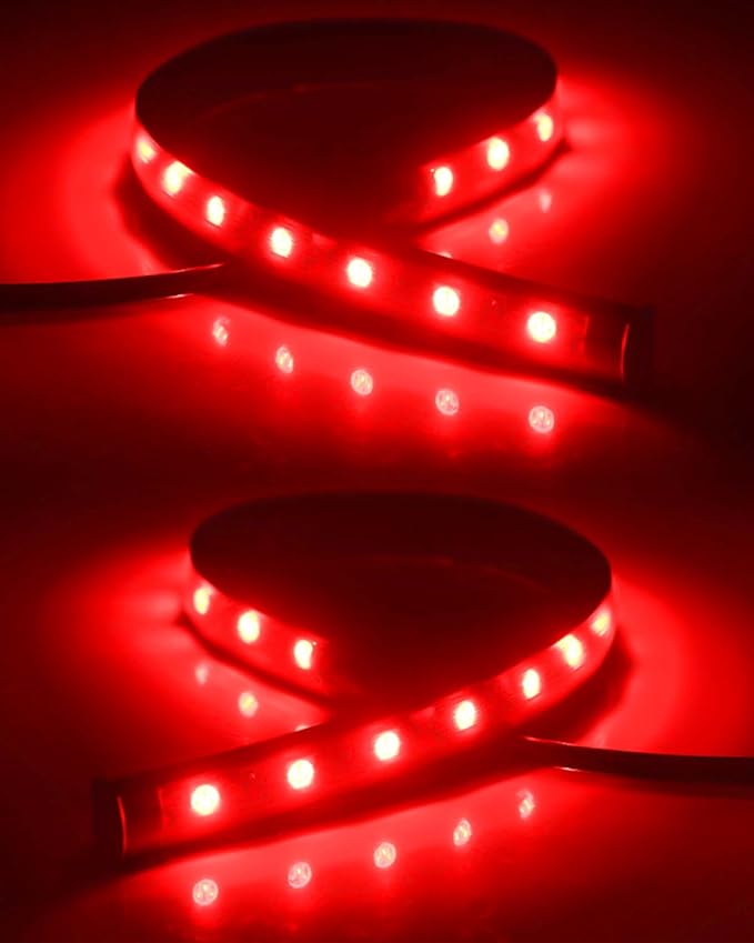 Keiurot 12V Led Light Strip 32CM Waterproof LEDs Light Strips for Cars Motorcycles Golf Cart Interior & Exterior Marine Boat Red Led Strip Lights 5050 18SMD,Pack of 4