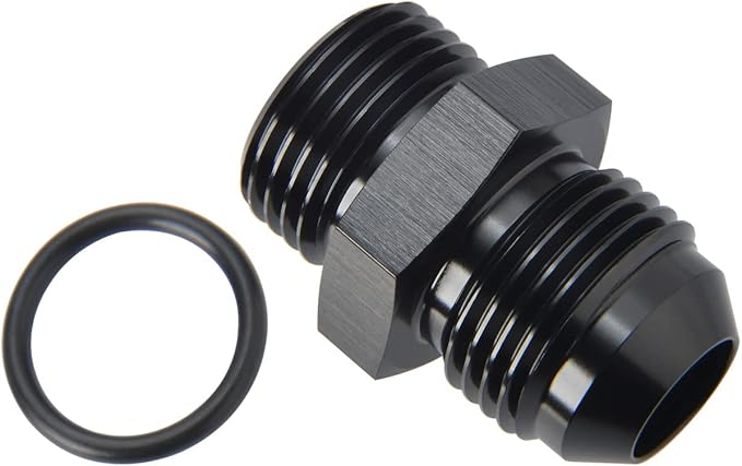 8AN Male Flare to 8AN ORB O-ring Boss Fuel Pump Rail Adapter Fitting Aluminum Black