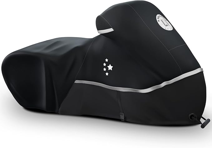 Motorcycle Cover 420D Heavy Duty All Season Universal Weather Waterproof Outdoor Protection 86" XL Vehicle Cover/Black