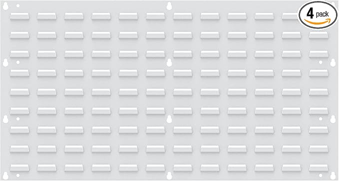 Akro-Mils 30636 Heavy Duty Wall Mount Garage Storage Steel Louvered Panel | Wall Storage Bin Hanging Organizer System for AkroBins, 36-Inch W x 19-Inch H, White, 4 Pack