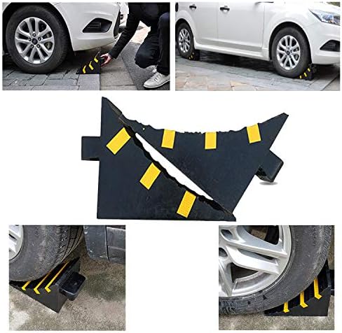 RELIANCER 2 Pack Wheel Chocks Heavy Duty Extra Large Industrial Rubber Wheel Chock Blocks w/Handle Reflective Strips for Travel Trailer Hauler Truck Fire Truck Commercial Vehicle RV 10" x 6" x 7.3"