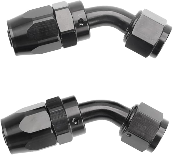 LokoCar 8AN Hose End Fitting 45 Degree Swivel For CPE Braided Hose Black 2Pcs