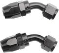 LokoCar 8AN Hose End Fitting 45 Degree Swivel For CPE Braided Hose Black 2Pcs