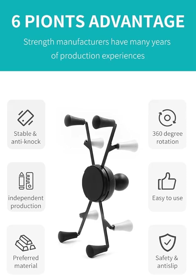 Strg Handlebar Tablet Mount with Rail Base for Rails 1.12'' to 1.50'' in Diameter for 6" Tablets, Motorcycle Tablet Holder for Bike Motorcycle Handlebar ATV/UTV and More Rails