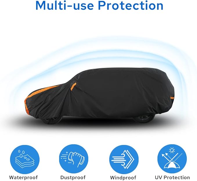 Avecrew SUV Car Cover Waterproof All Weather for Automobiles, Outdoor Full Exterior SUV Covers (Length: 193"-208")
